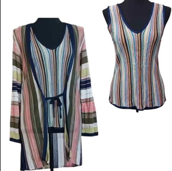 SOLD cru 2-PC Cardigan Duster & Sleevless Top - Picture 1 of 14